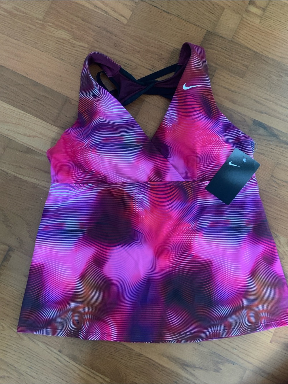 NWT Nike Shift Layered Crossback Tankini Swimsuit Top Size L